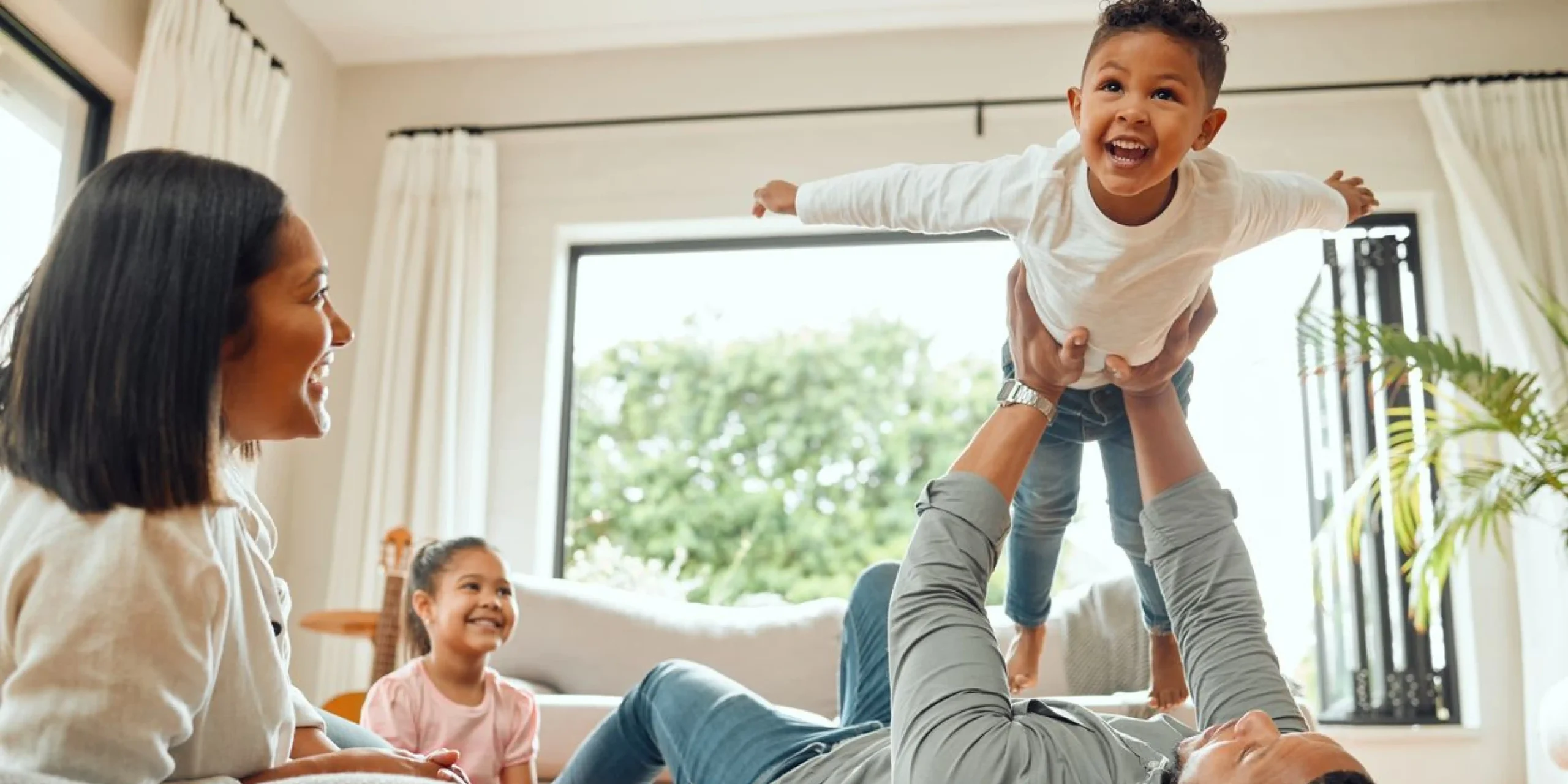 Long Island family enjoying a clean and healthy home. environment after air duct cleaning.